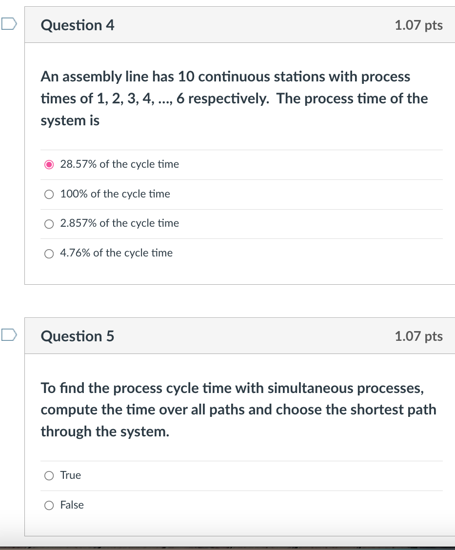 Solved Question 4 1.07 pts An assembly line has 10 | Chegg.com