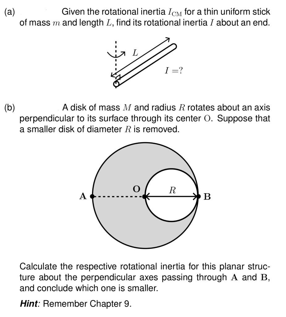 Solved (a) Given the rotational inertia ICM for a thin | Chegg.com