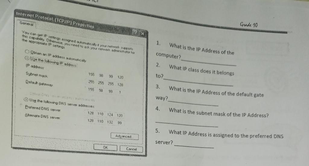Solved Internet Protocol (TCPP) Properties Ger Grade 10 the | Chegg.com