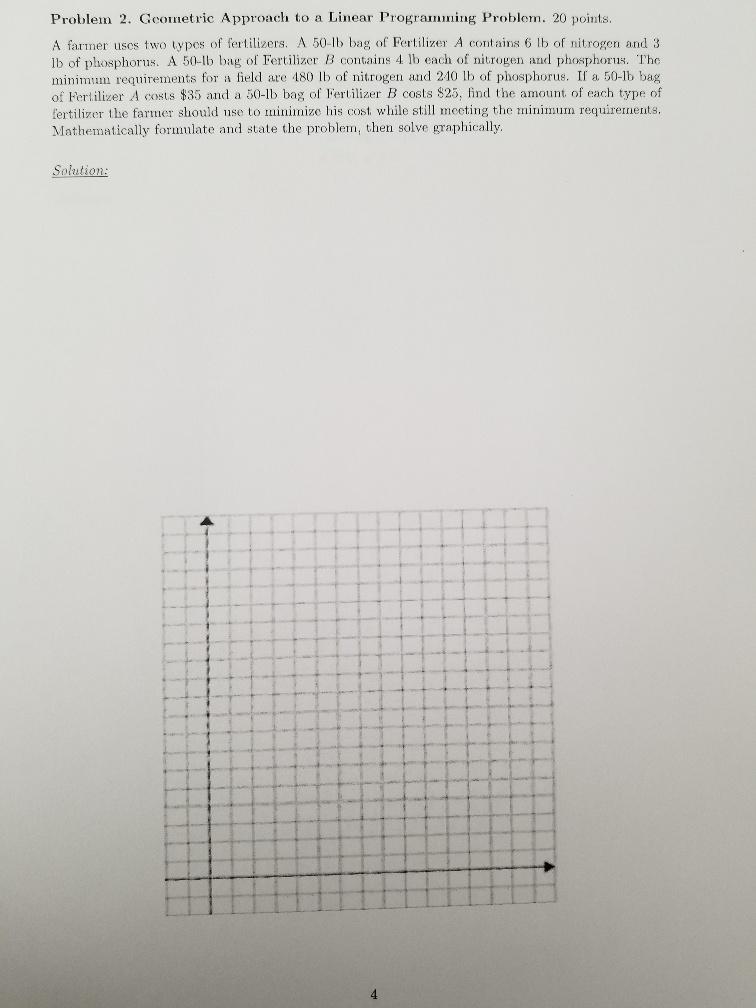 Solved Problem 2. Geometric Approach to a Linear Programming | Chegg.com