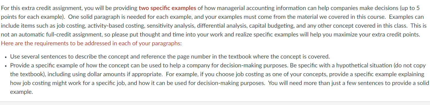 Solved Eor this extra credit assignment, you will be | Chegg.com