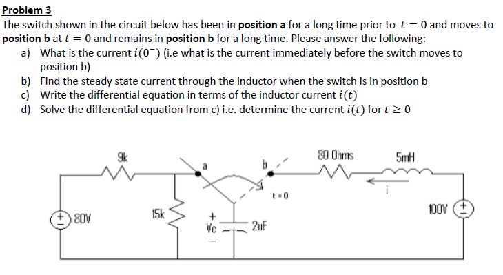 Solved The switch shown in the circuit below has been in | Chegg.com
