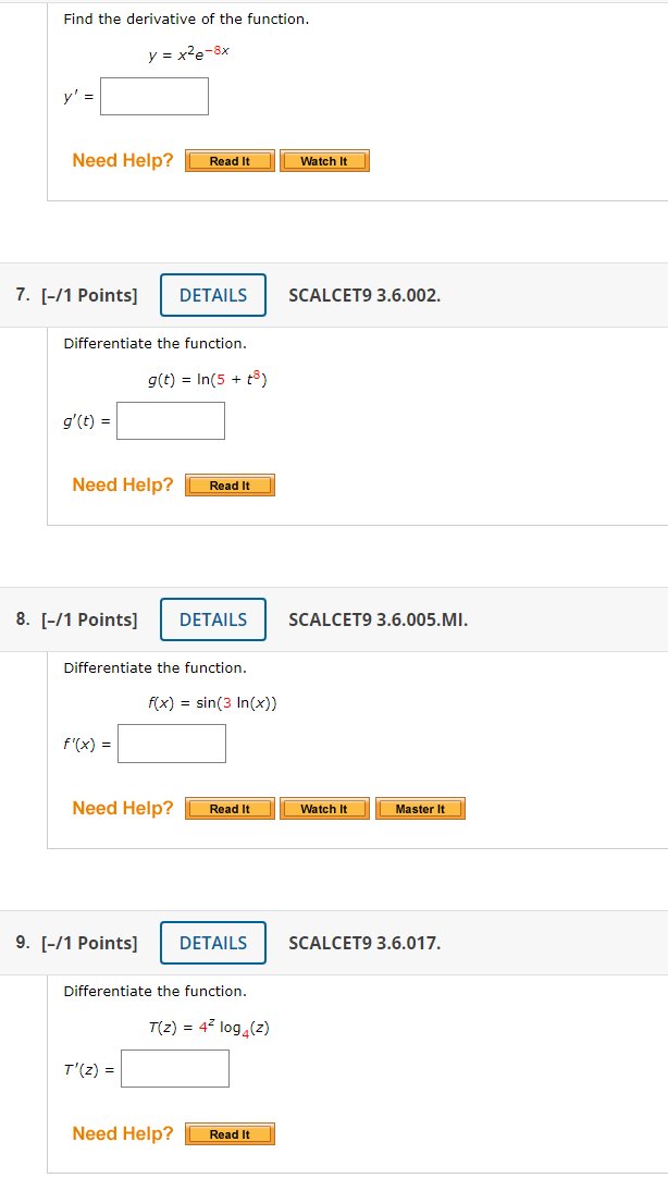 solved-find-the-derivative-of-the-function-y-x2e-8x-y-7-chegg