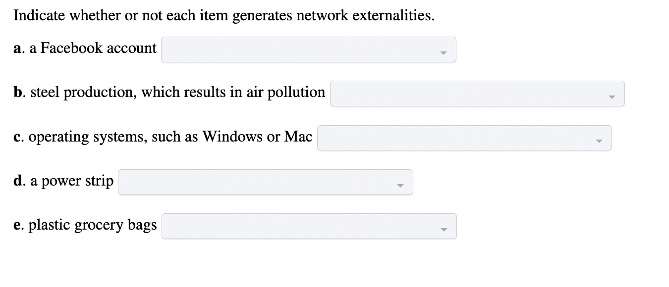 Solved Indicate whether or not each item generates network