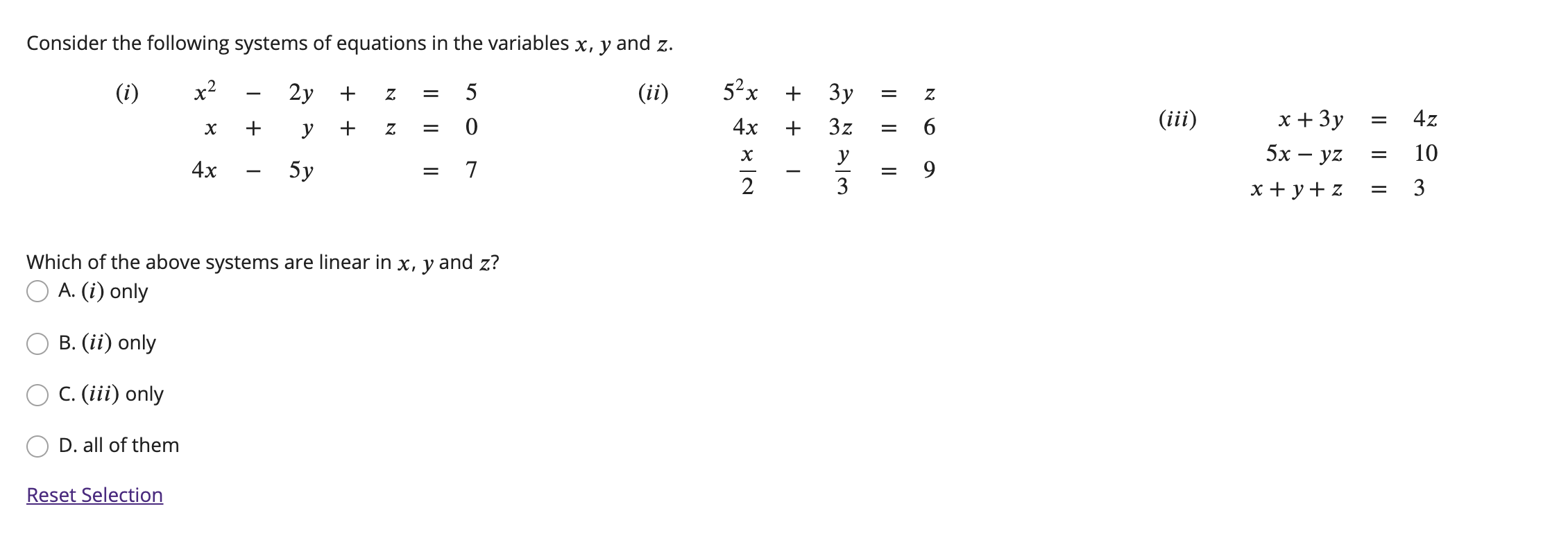 Solved Consider the following systems of equations in the | Chegg.com