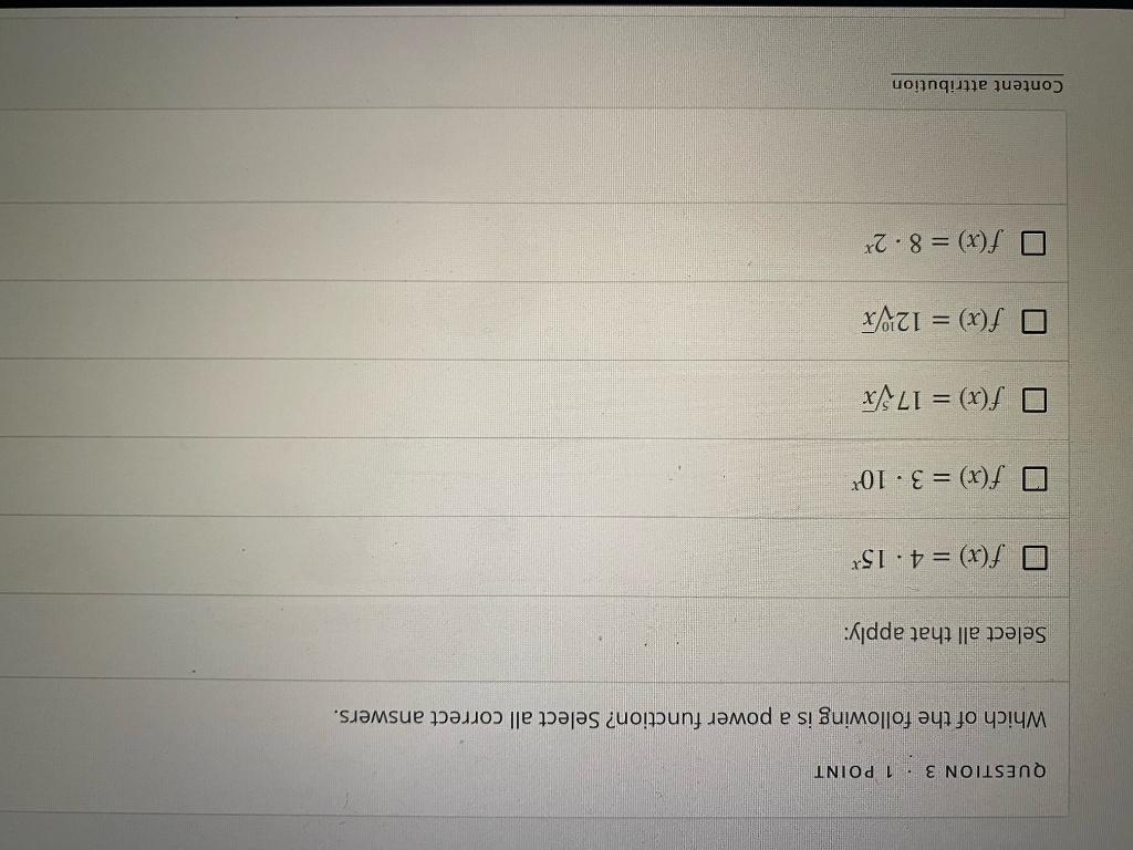 Solved QUESTION 3 .1 POINT Which of the following is a power | Chegg.com