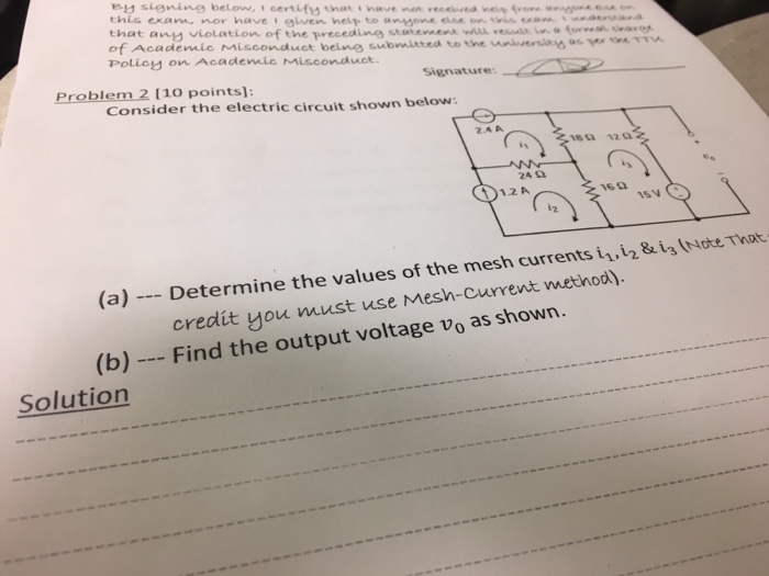 Solved Consider the electric circuit shown below: (a) | Chegg.com