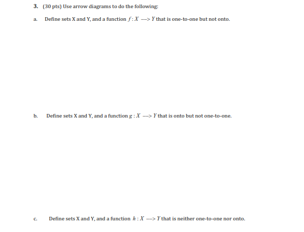 Solved 3. (30 pts) Use arrow diagrams to do the following: | Chegg.com