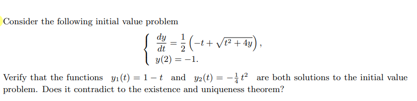 Solved Consider the following initial value problem | Chegg.com