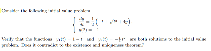 Solved Consider The Following Initial Value Problem 