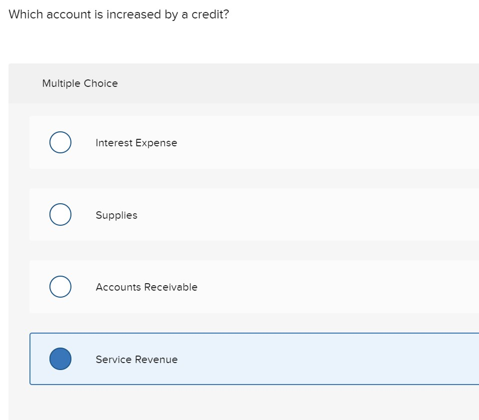 Which account is increased by a credit?