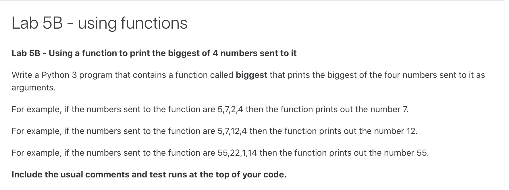 Solved Lab 5B - using functions Lab 5B - Using a function to | Chegg.com