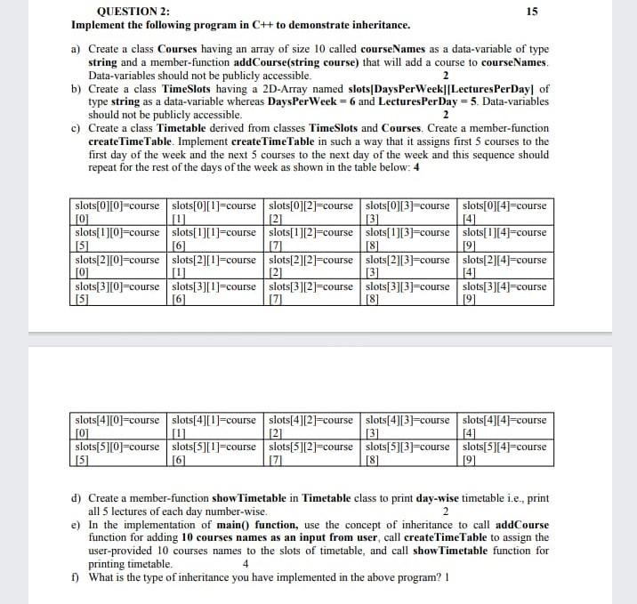 Solved QUESTION 2: 15 Implement the following program in C++ | Chegg.com