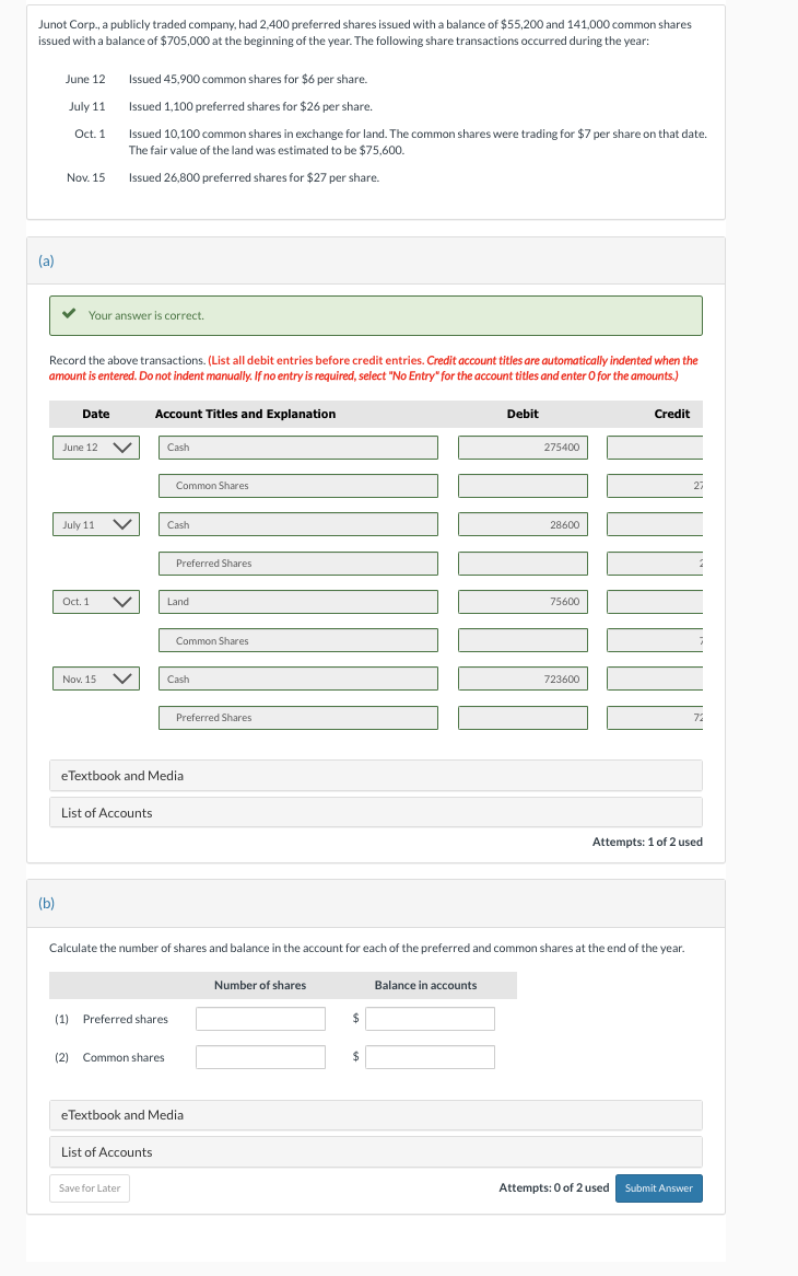 Solved Junot Corp., a publicly traded company, had 2,400