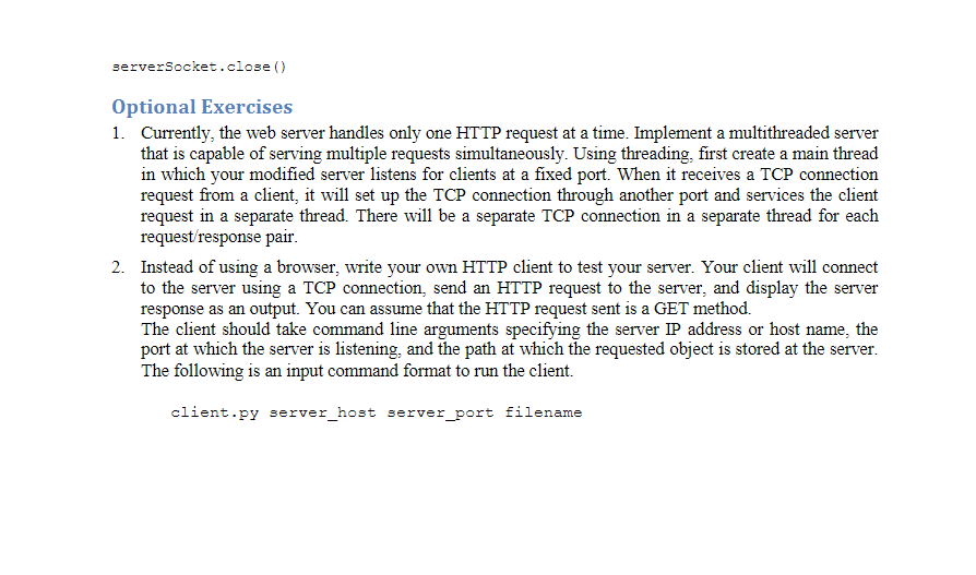 socket programming assignment 1 web server