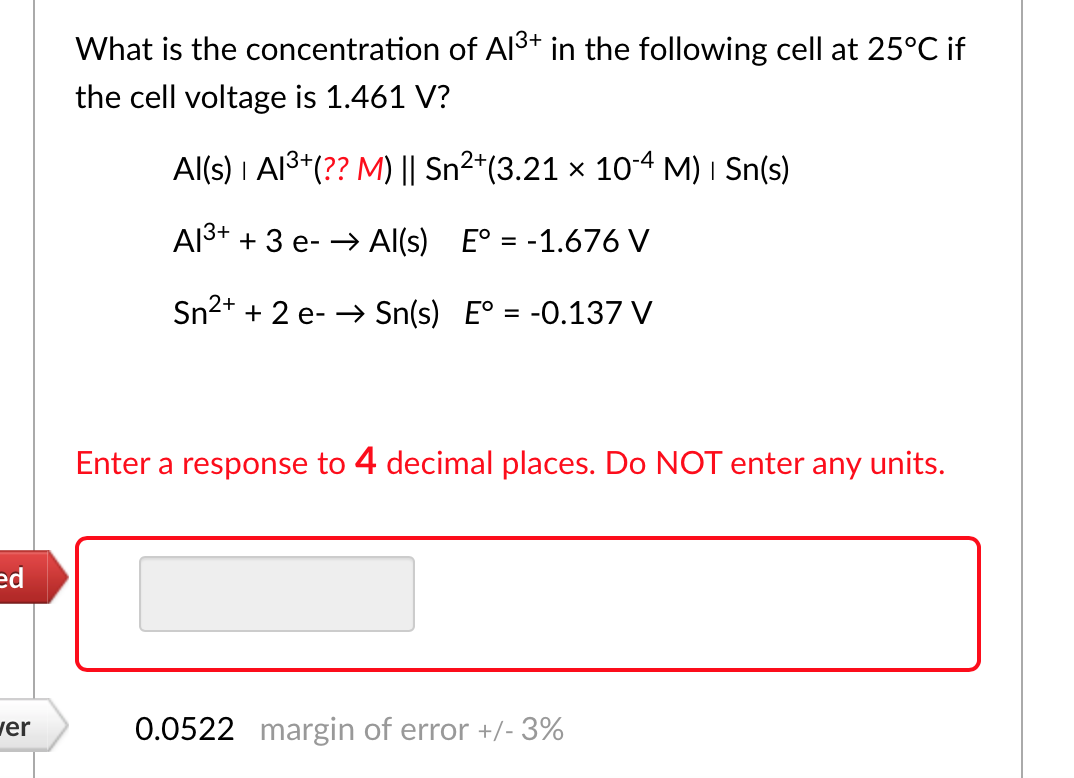 Solved What is the concentration of Al3+ in the following | Chegg.com
