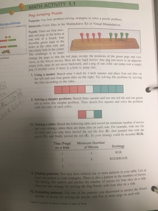 Solved MATH ACTIVITY 1.1 PegJumping Puzzle Purpose Use
