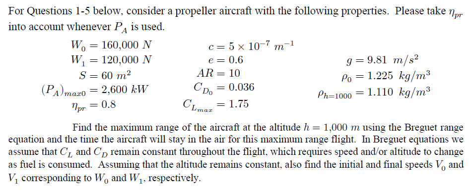 r For Questions 1 5 below consider a propeller Chegg