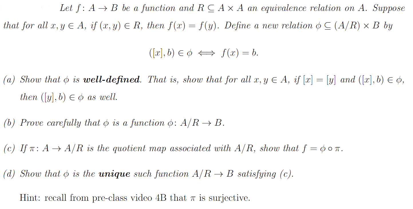 Solved Let F: A → B Be A Function And R C A × A An | Chegg.com