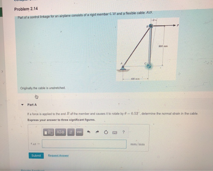 Solved Problem 2.14 Part of a control linkage for an | Chegg.com