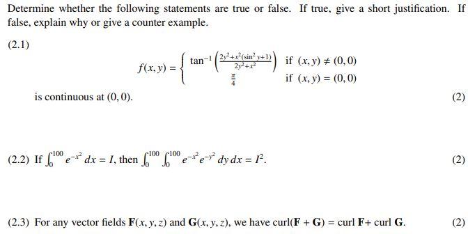 Solved Determine whether the following statements are true | Chegg.com