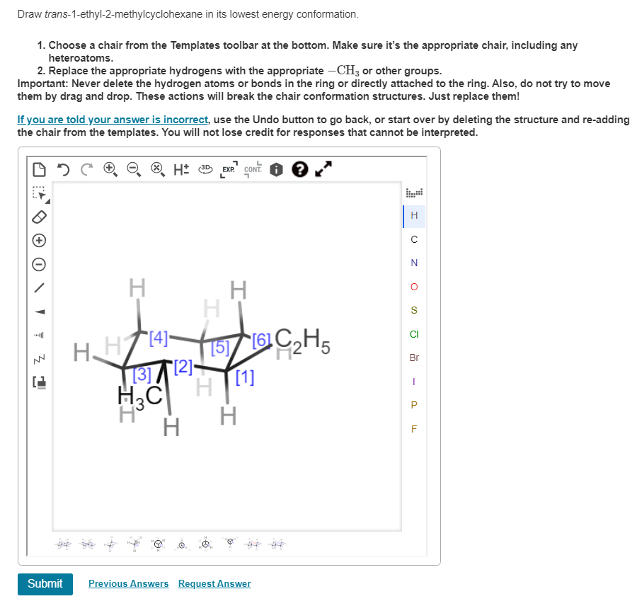 Solved Draw trans1ethyl2methylcyclohexane in its lowest