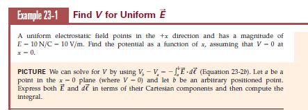 Solved Example 23 1 Find V For Uniform E A Uniform Electr Chegg Com