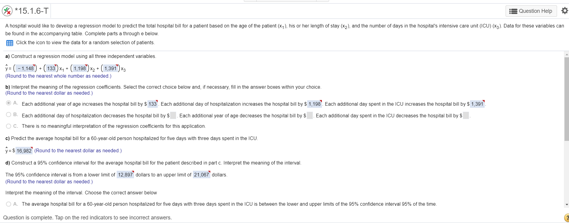 Solved W *15.1.6-T :s Question Help A hospital would like to | Chegg.com