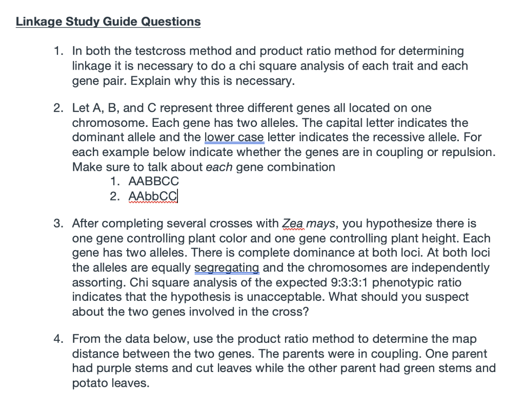 Solved Linkage Study Guide Questions 1. In both the | Chegg.com