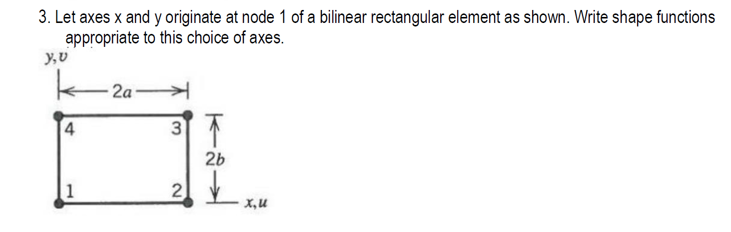 Solved 3. Let axes x and y originate at node 1 of a bilinear | Chegg.com