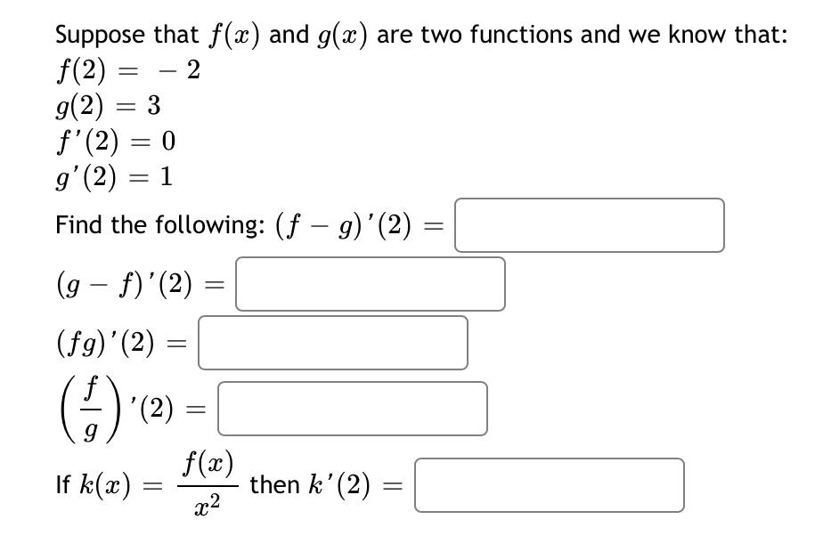 Solved Suppose That F(x) And G(2) Are Two Functions And We | Chegg.com