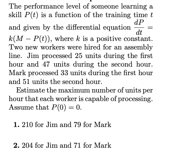 Solved The performance level of someone learning a skill | Chegg.com