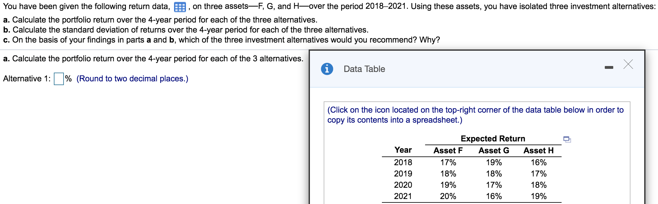Solved You have been given the following return data, E , on | Chegg.com