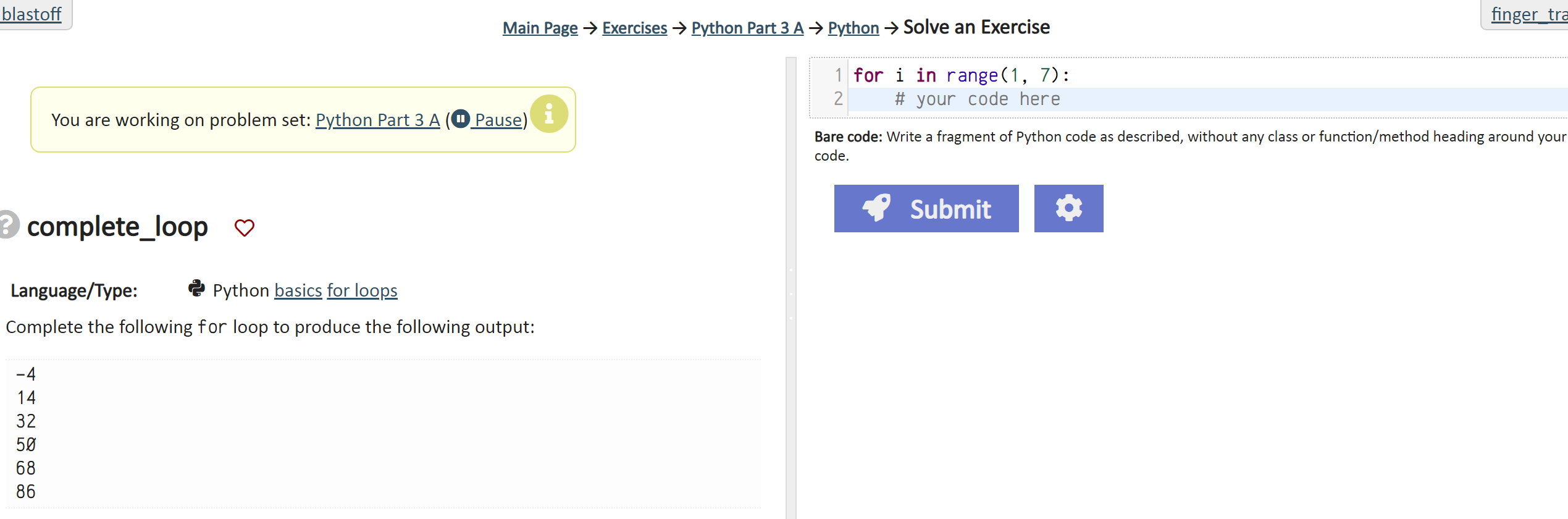 Solved Bare code: Write a fragment of Python code as | Chegg.com