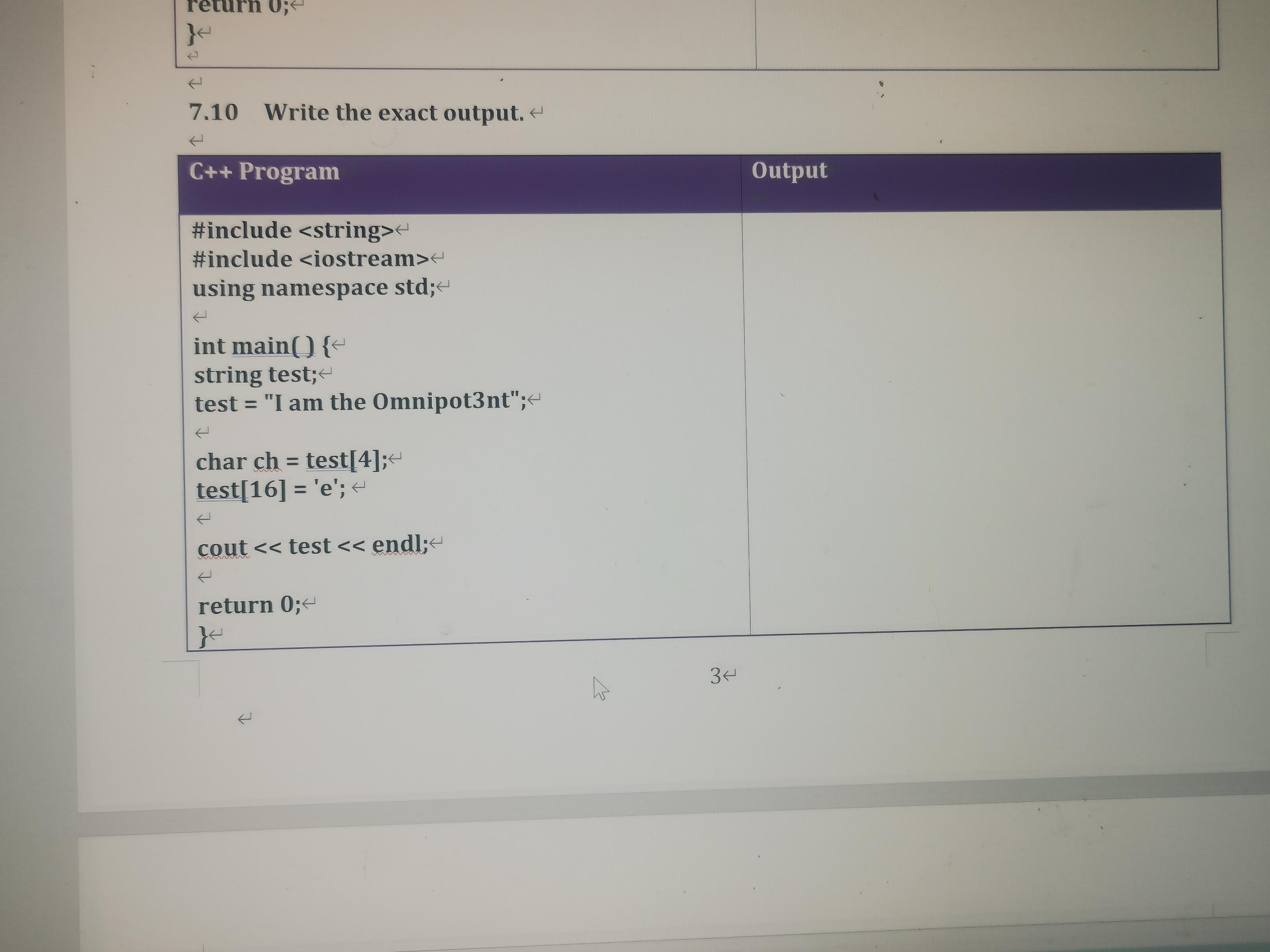 Solved return 0; 7.10 Write the exact output. G++ Program | Chegg.com