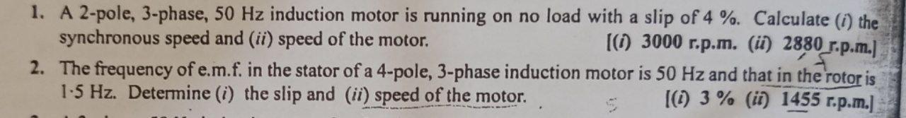 Solved 1. A 2-pole, 3-phase, 50 Hz induction motor is | Chegg.com