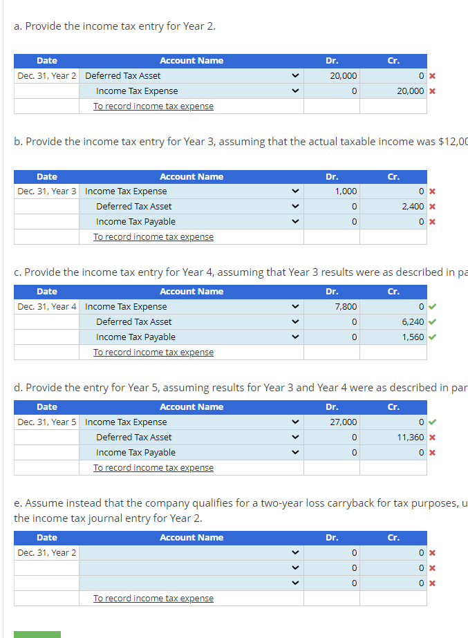Recording NOL Carryforward and | Chegg.com