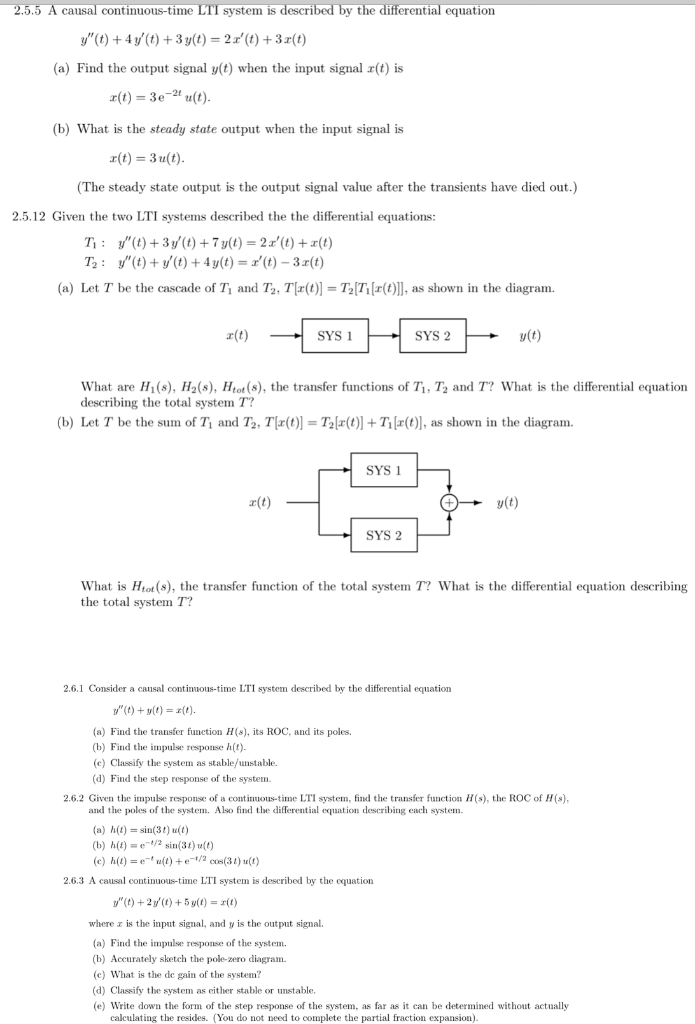 Solved ca continuous-time system is the differential | Chegg.com