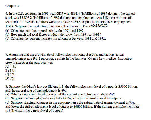 Solution Homework 1 1.. Macroeconomic Information For | Chegg.com