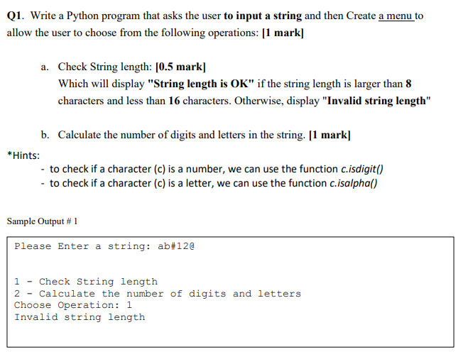 Solved Q1. Write a Python program that asks the user to | Chegg.com