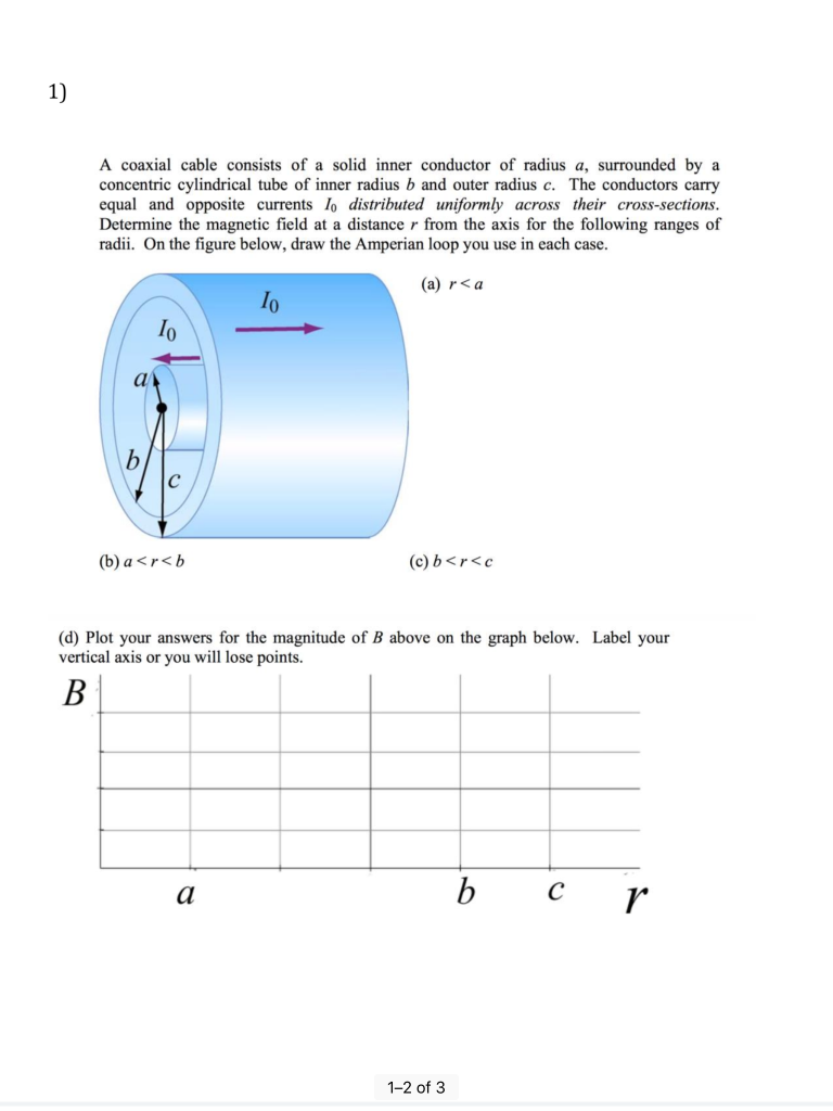 Solved 1) A coaxial cable consists of a solid inner | Chegg.com