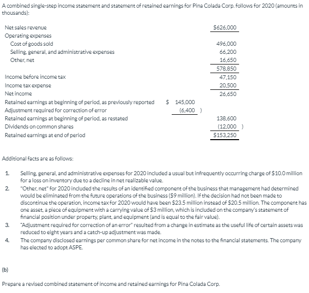 A Combined Single Step Income Statement And Statement 6261