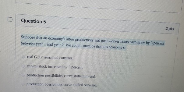 Solved Question 5 2 pts Suppose that an economy's labor | Chegg.com