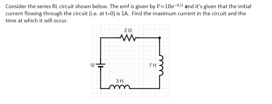 Solved Consider the series RL circuit shown below. The emf | Chegg.com