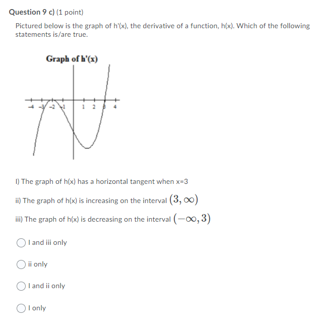Solved Question 9 c) (1 point) Pictured below is the graph | Chegg.com