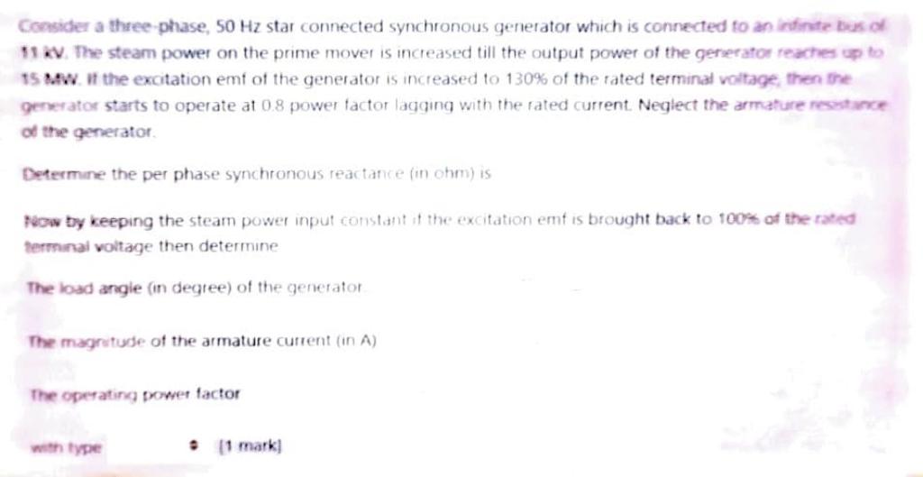 Solved Consider a three-phase, 50 Hz star connected | Chegg.com