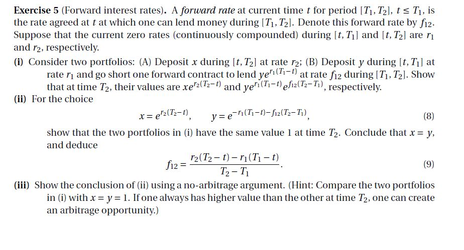 Solved Exercise 5 (Forward interest rates). A forward rate | Chegg.com