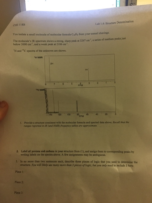 Solved Lab 1.4: Structure Determination CHE 118B You Isolate | Chegg.com