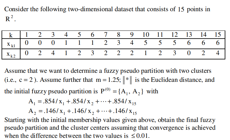 Consider The Following Two Dimensional Dataset That 0851