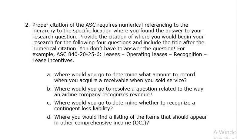 2 Proper Citation Of The Asc Requires Numerical R Chegg Com